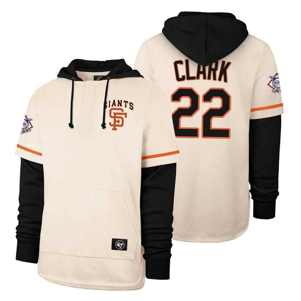 Men San Francisco Giants 22 Clark Cream 2021 Pullover Hoodie MLB Jersey